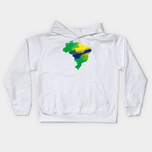 Brazil Map Watercolor Kids Hoodie